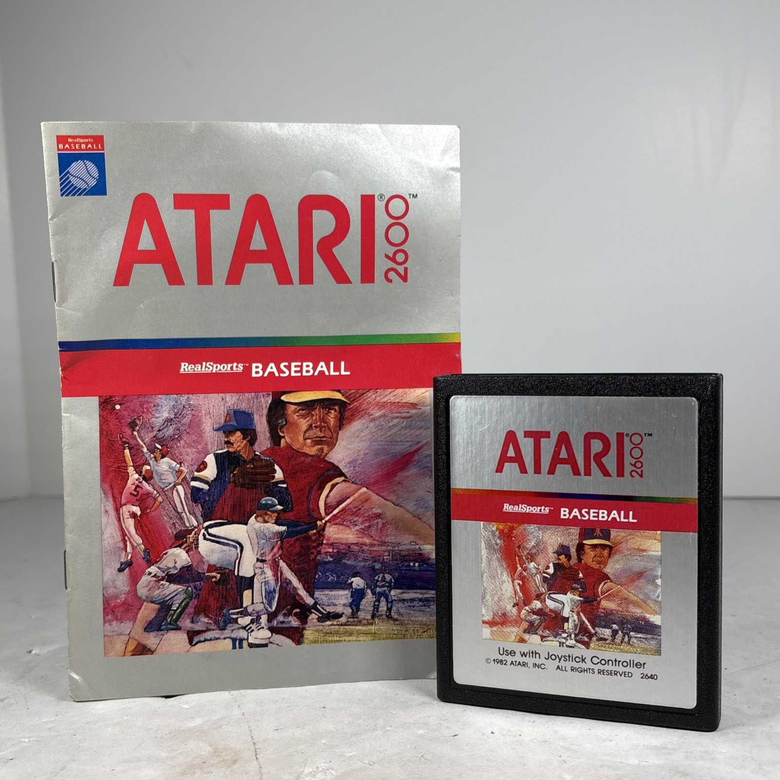 RealSports Baseball (Atari 2600, 1982) Cartridge & Manual