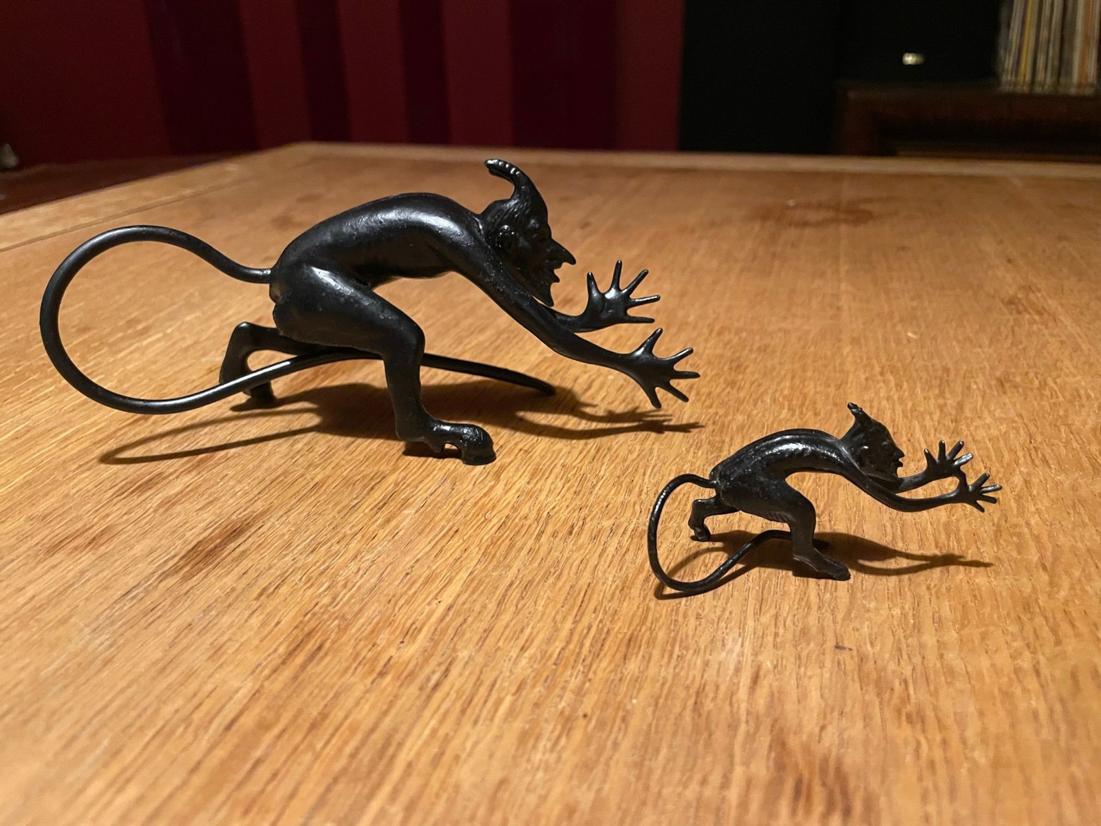 👹 Vintage Soviet Cast Iron “Devil” Figurines (Pair) – Mid-20th Century Russian