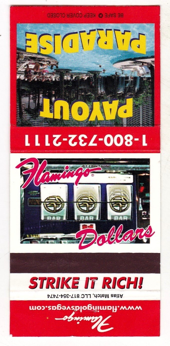 Flamingo Dollars Payout Paradise Las Vegas Matchbook Cover icmsc5