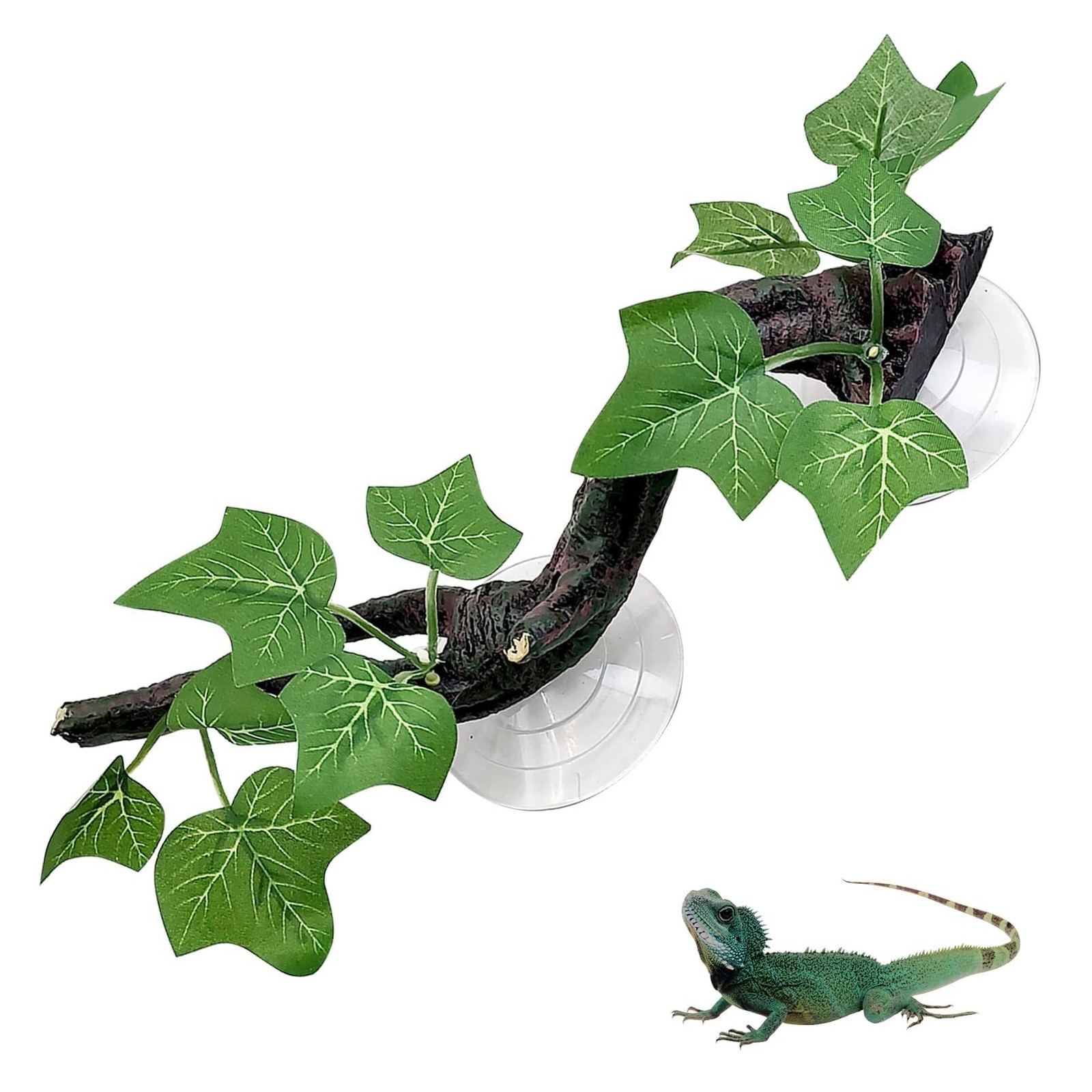 PINVNBY Reptile Corner Branch Resin Climb Tree Branch Decor with Leaves Terra...