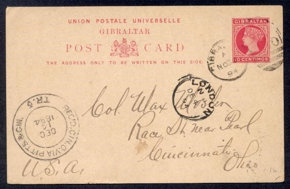 GIBRALTAR 1894 QV PC w/LOVELY US RPO NICE!