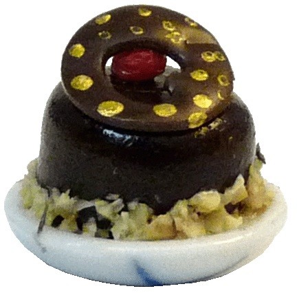 Dollhouse Chocolate Mousse with Heart Ring 1:12 Scale Miniature Dessert Food