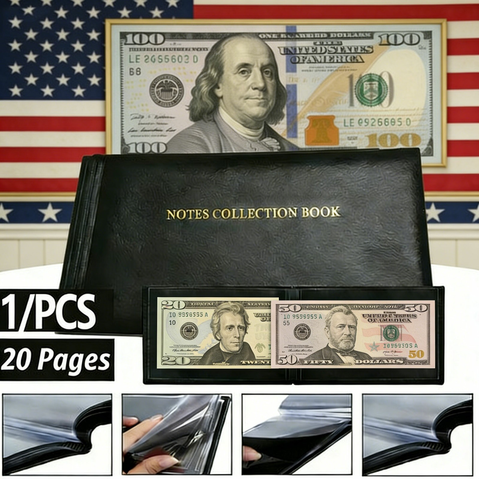 Premium Leather Banknote Album 40 Pocket | Currency Holder for Collectors