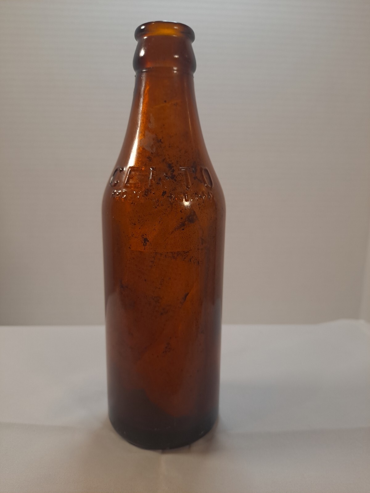Vintage Certo Amber Bottle. "FOR 1/2 BOTTLE POUR TO HERE"  Made In USA D13