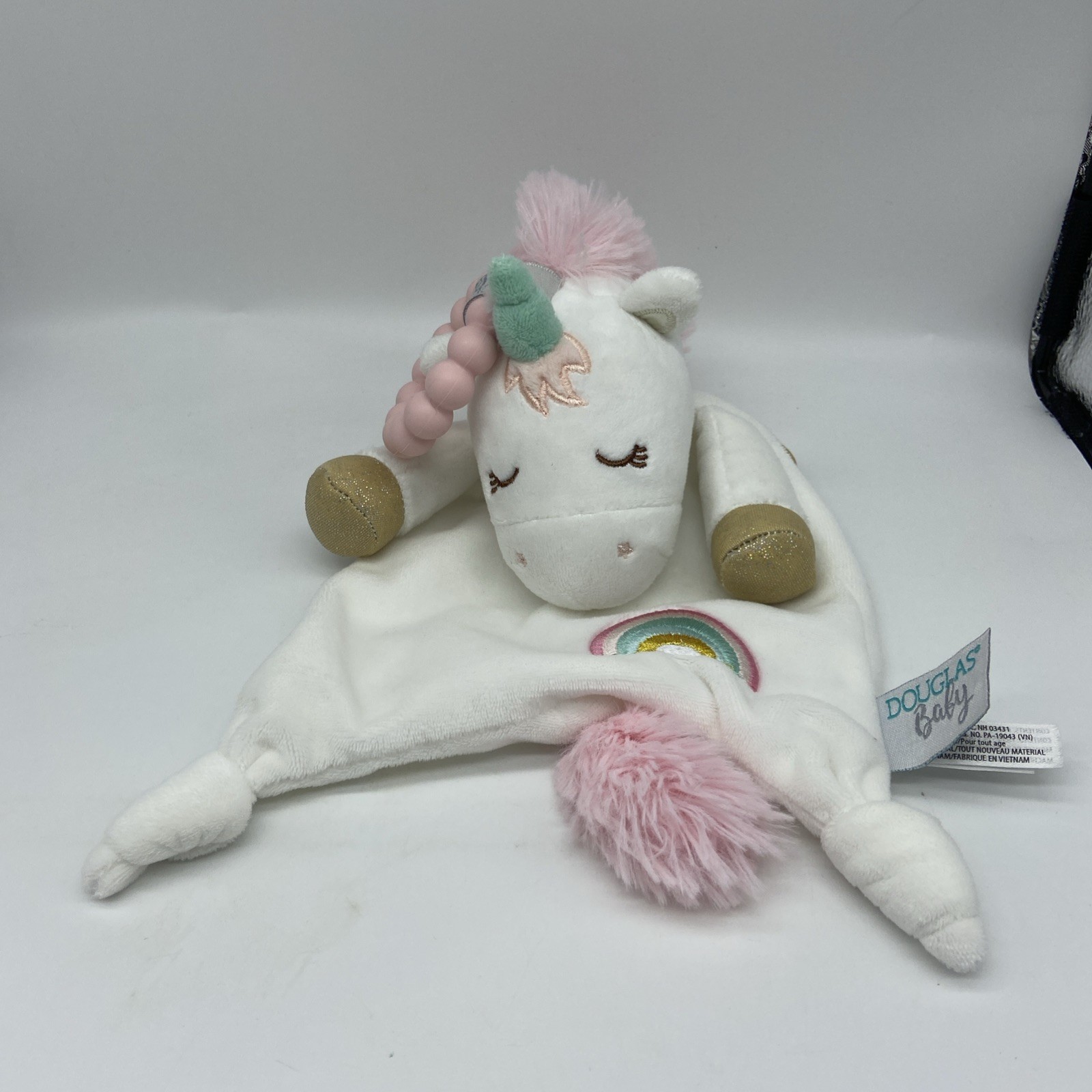 Douglas Baby Lovey Unicorn Security Blanket Plush Teether Knot Soother