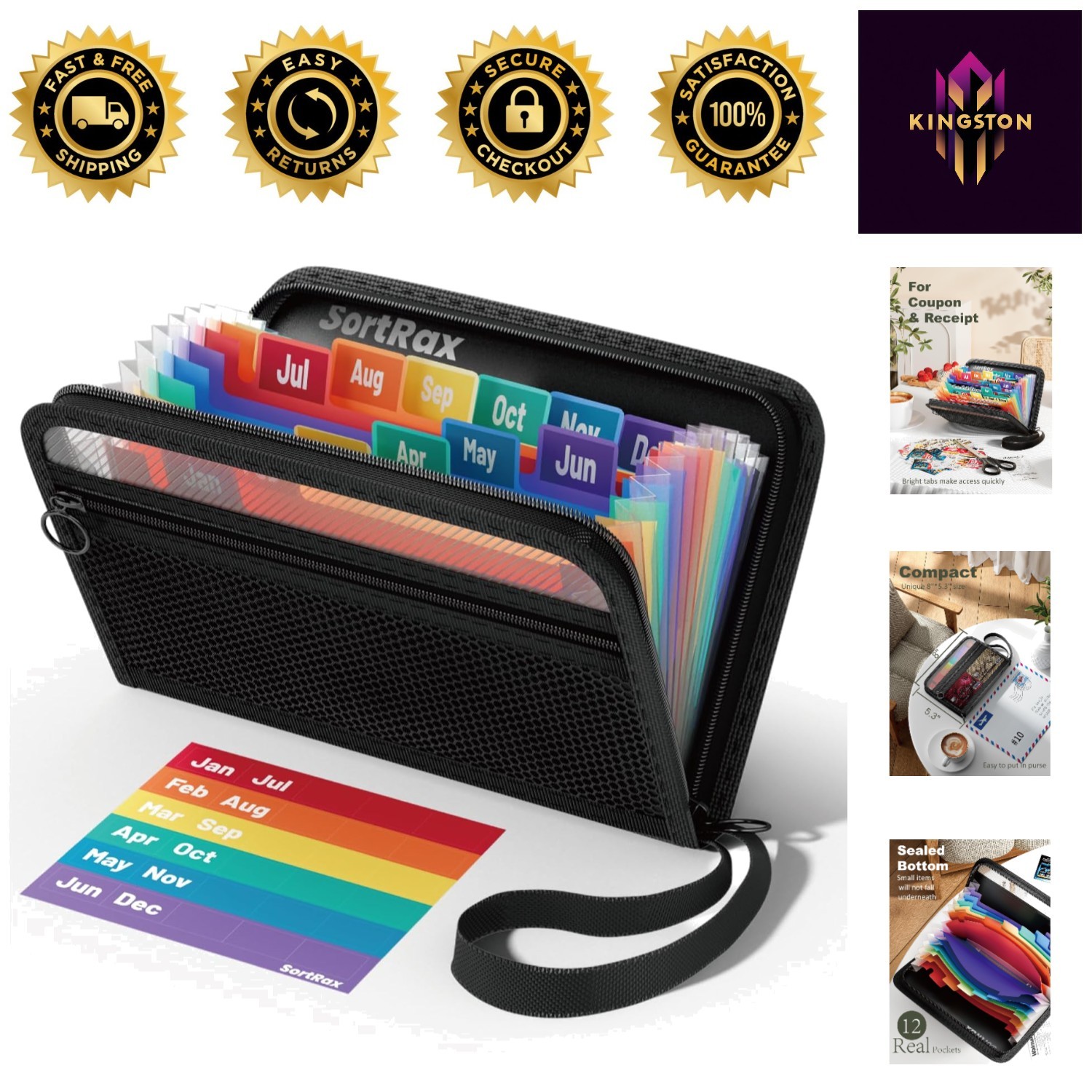 Elegant A6 Coupon Organizer with 12 Pockets - Stylish & Durable Zipper Closure