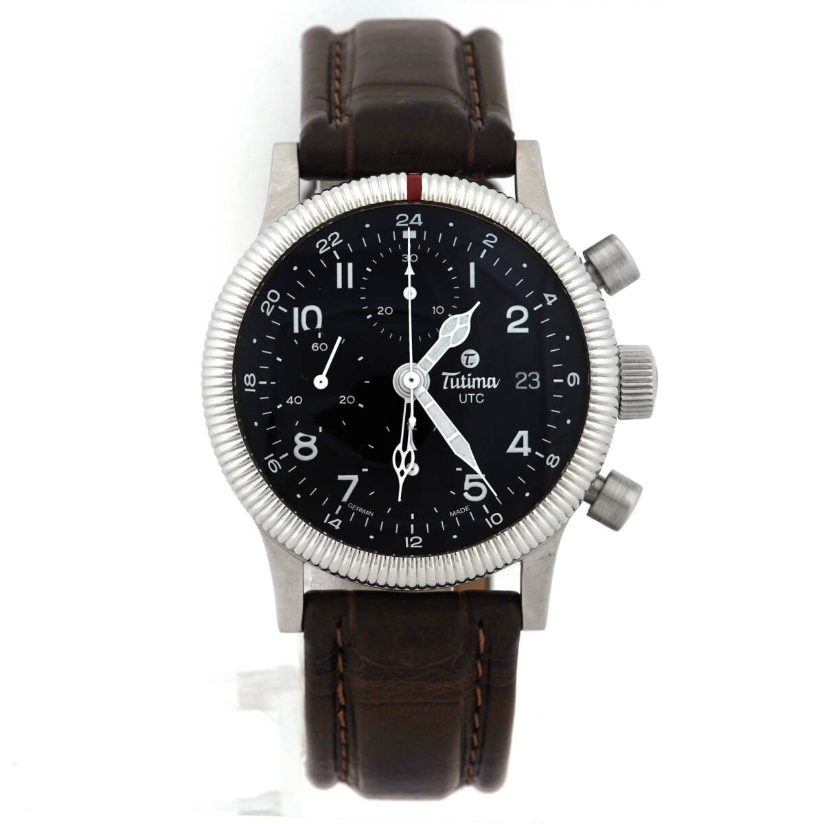 Tutima Flieger 780-53 Automatic Mens Black Dial Leather Belt Case Size 38.5mm