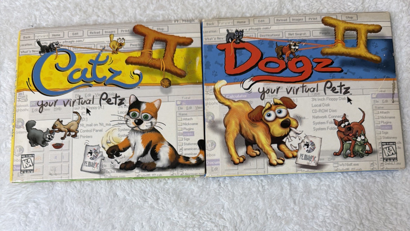 Catz II Dogs II Virtual Petz PC CD ROM Game Vtg 1997 WIN 95 CD Rare PE Magic