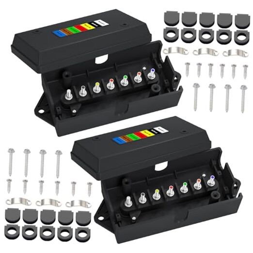  2 Pcs 7 Way Trailer Junction Box Weatherproof 7 Pin Trailer Wiring Box 7 