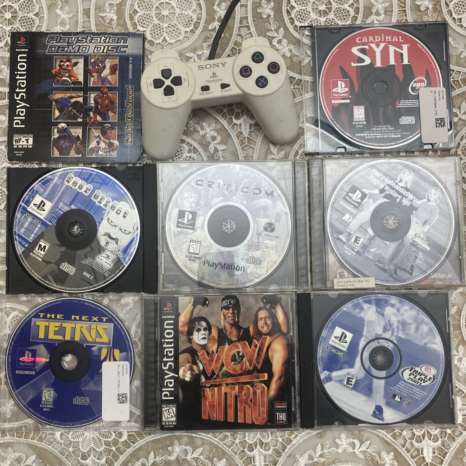 Playstation 1 PS1 Bundle Lot Of 8 Games Tested & 1 Controller Untested