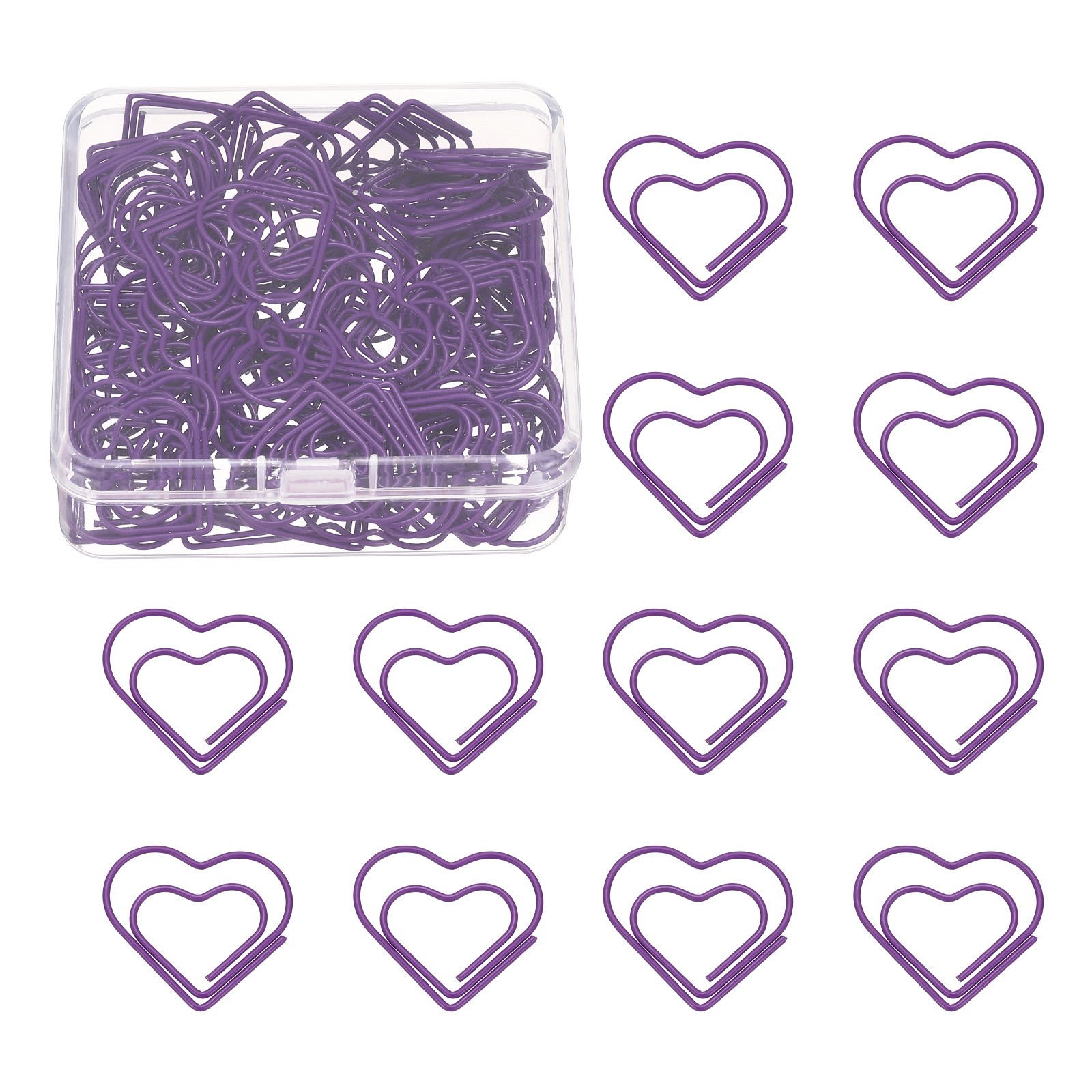100pcs heart clasp for paper, metal, plastic, purple