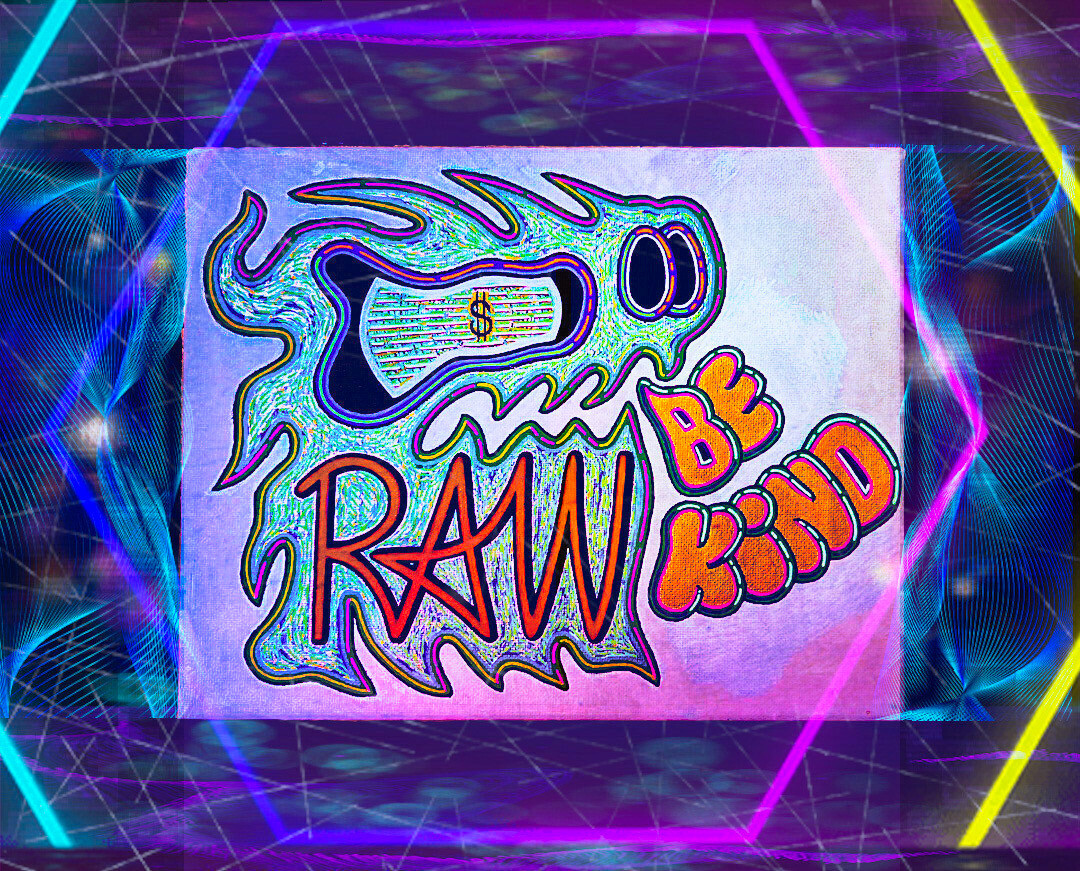 RAW HEAD #61 - "BE KIND" 1of1 NFT, The RAW HEADs Collection by RabidArtWork.