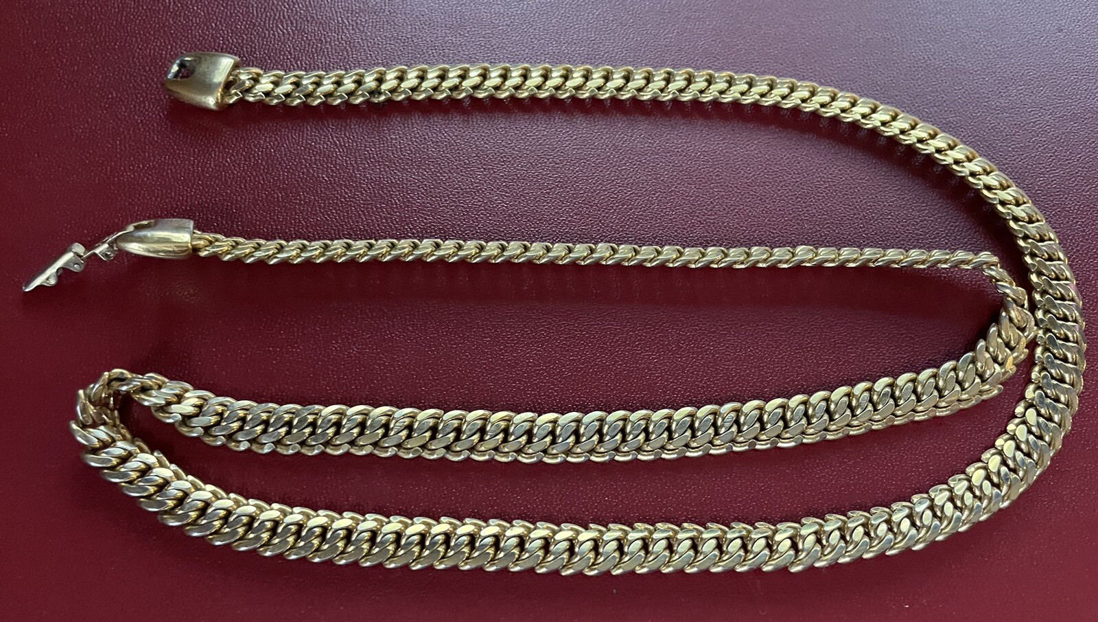 Vintage Napier Gold Tone Herringbone Link Chain Necklace 24” Long 7mm Wide