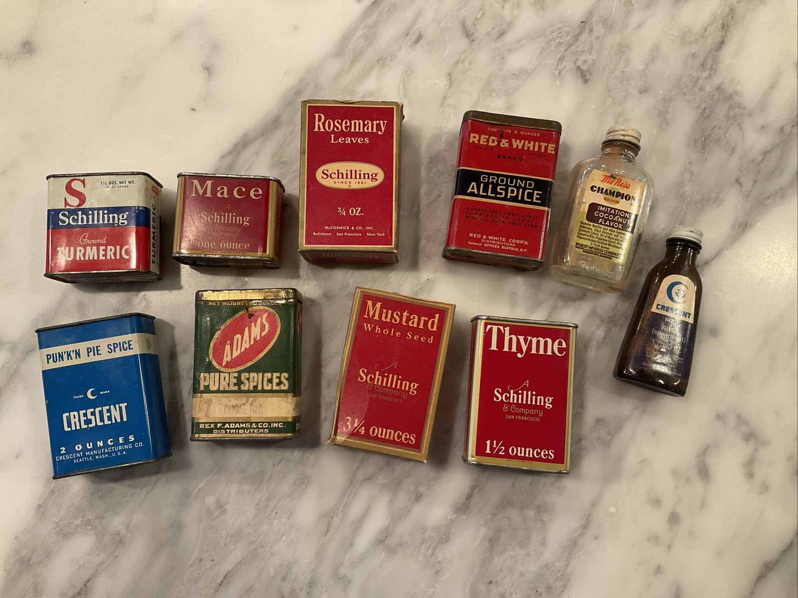 Vintage Lot 10 Mixed Lot Of Spice Tins