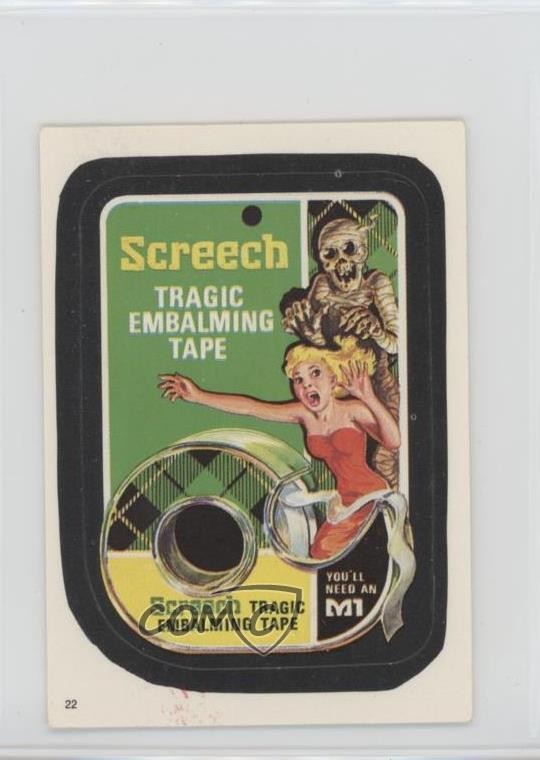 1986 Topps Wacky Packages Album Stickers Screech Tragic Embalming Tape #22 0kb5