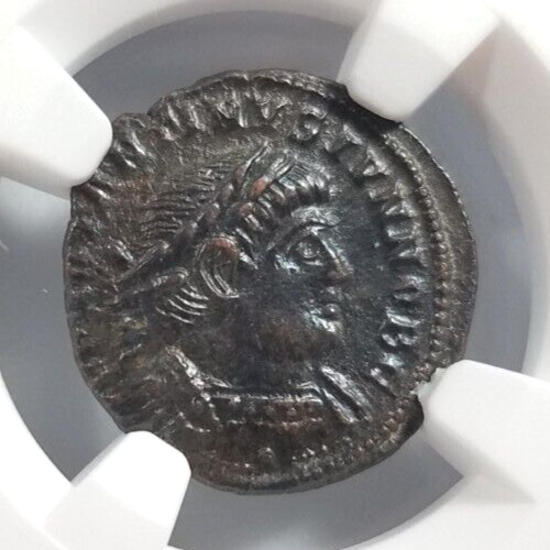 Constantine II Roman Empire BI Nummus NGC Ch AU Epfig Hoard Soldiers Standards