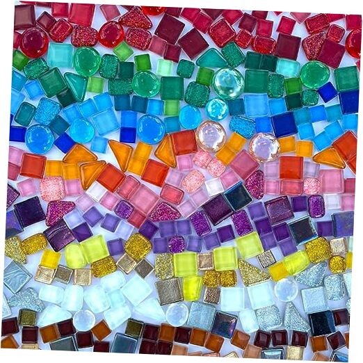  1.1LB Assorted Colors Irregular Crystal Glass Mosaic Tiles - Perfect Multi-Mix