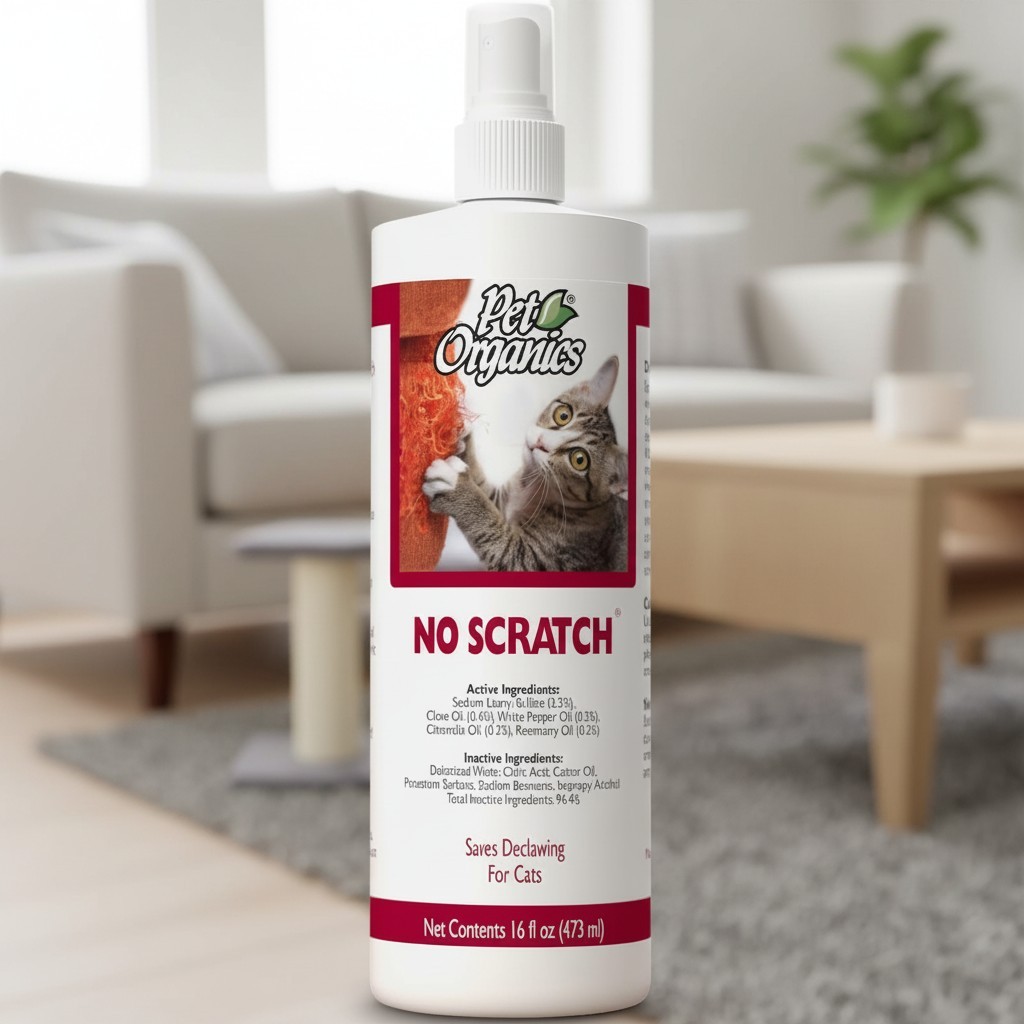 Pet Organics No Scratch Spray - Safe 16 oz Cat Training Solution for Scratching
