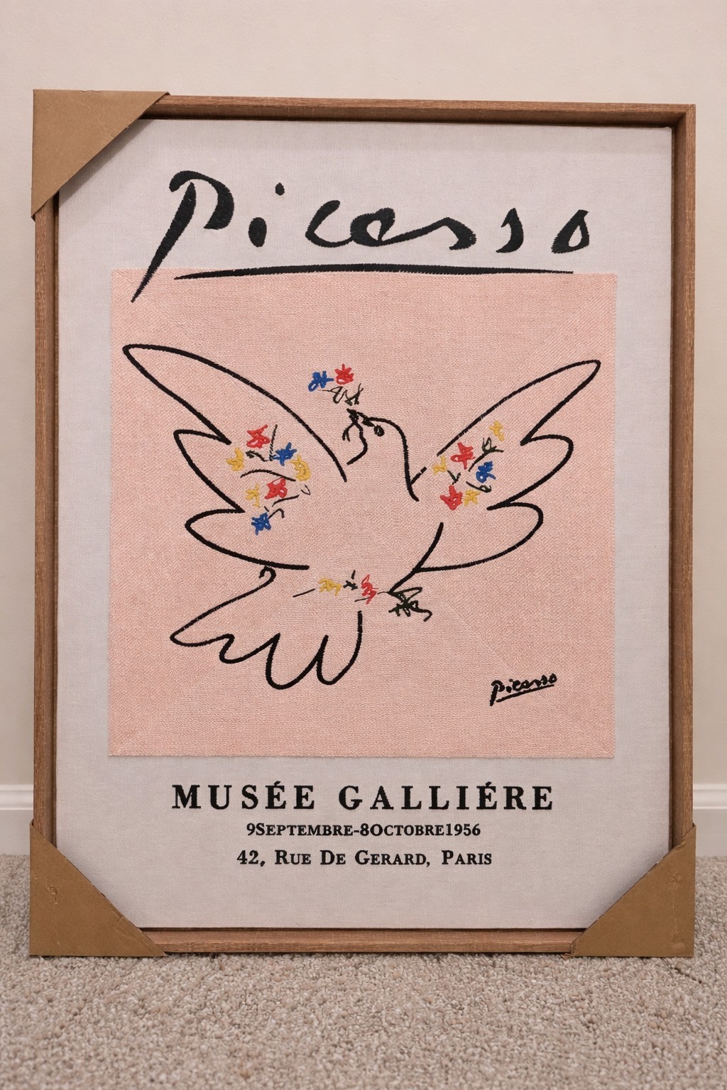 NWT BP Home Picasso Dove Woven Wall Art Framed 26" x 18” 