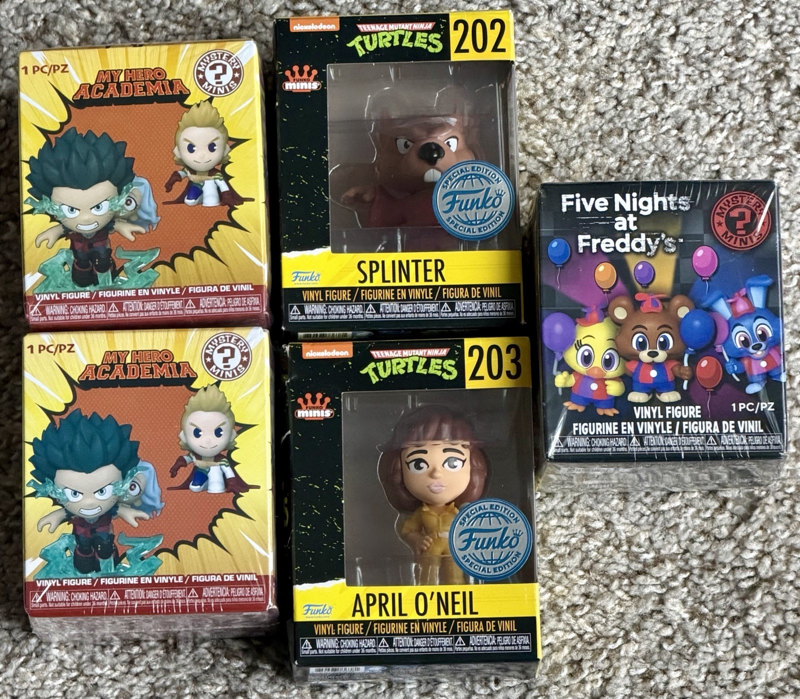 Funko Minis Lot 5 TMNT Splinter 202 April O’Neil 203 + MHA & FNAF Sealed