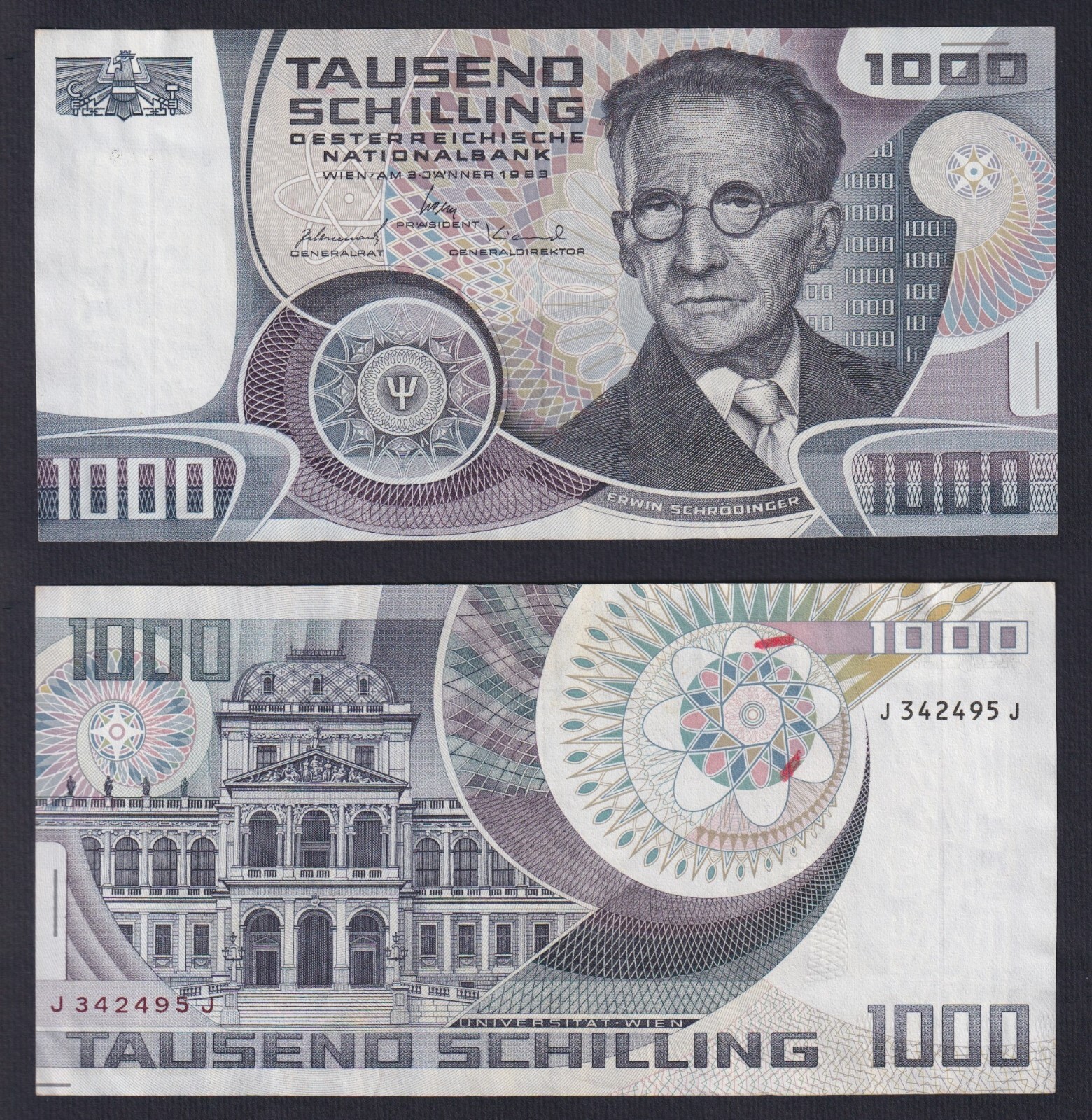 Austria 1000 Schilling Banknote 1983 P.-152A SPL/XF