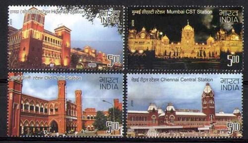 India 2009 MNH 4v, Railway Stations, Heritage Buildings, Architecture