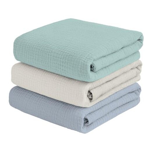 Muslin Swaddle Blankets for Newbron, Receivig Blankets for Boys, Large 3-green