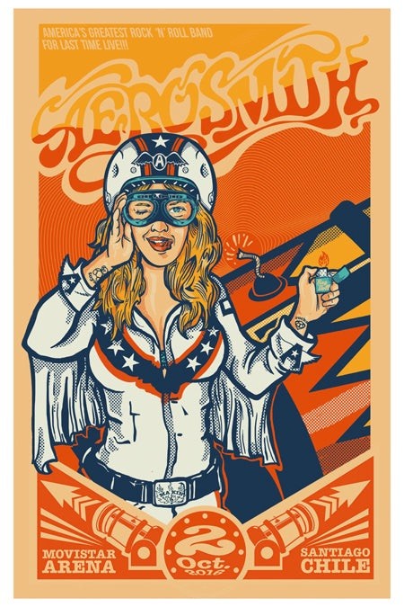 Aerosmith Concert Poster Movistar Arena Santiago Chile 2017 12x8in Metal Sign