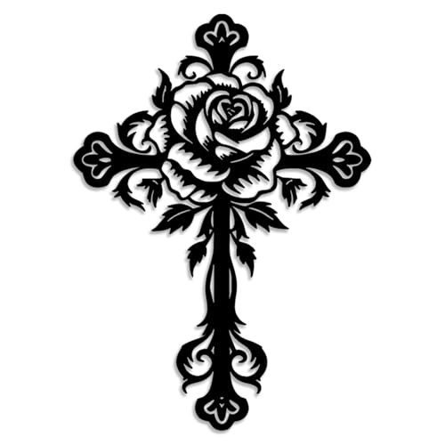  Metal Rose Cross Wall Decor - Modern Room Decor Cross Wall Art Home Black