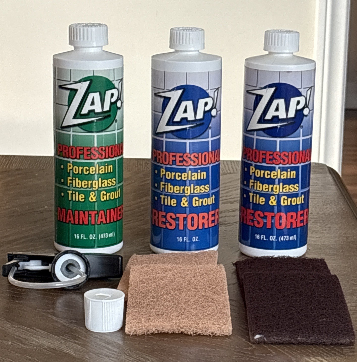 ZAP! Professional Cleaner Porcelain Fiberglass Tile Maintainer Restorer Kit Read