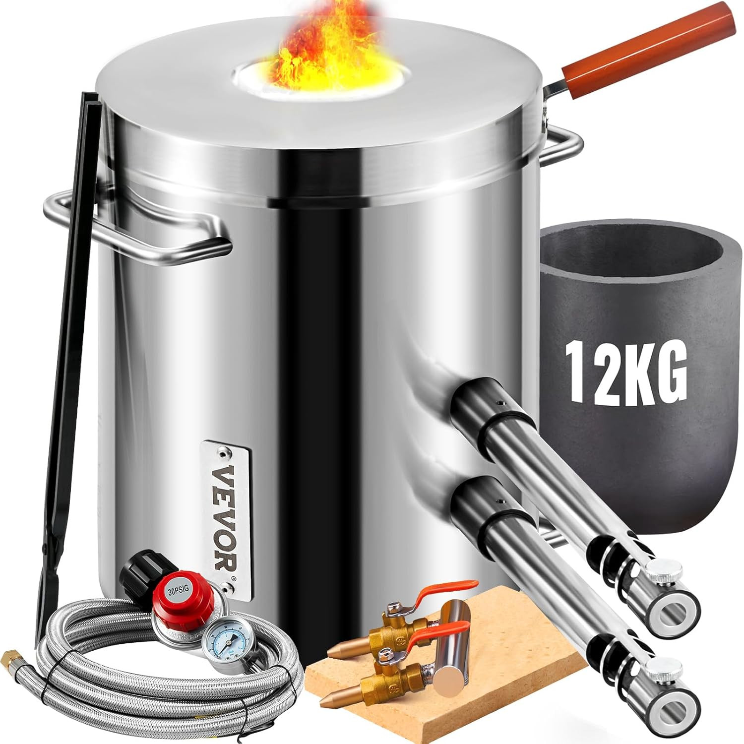 12KG Propane Melting Furnace Kit Large Capacity Foundry Home, Blacksmithing Forg