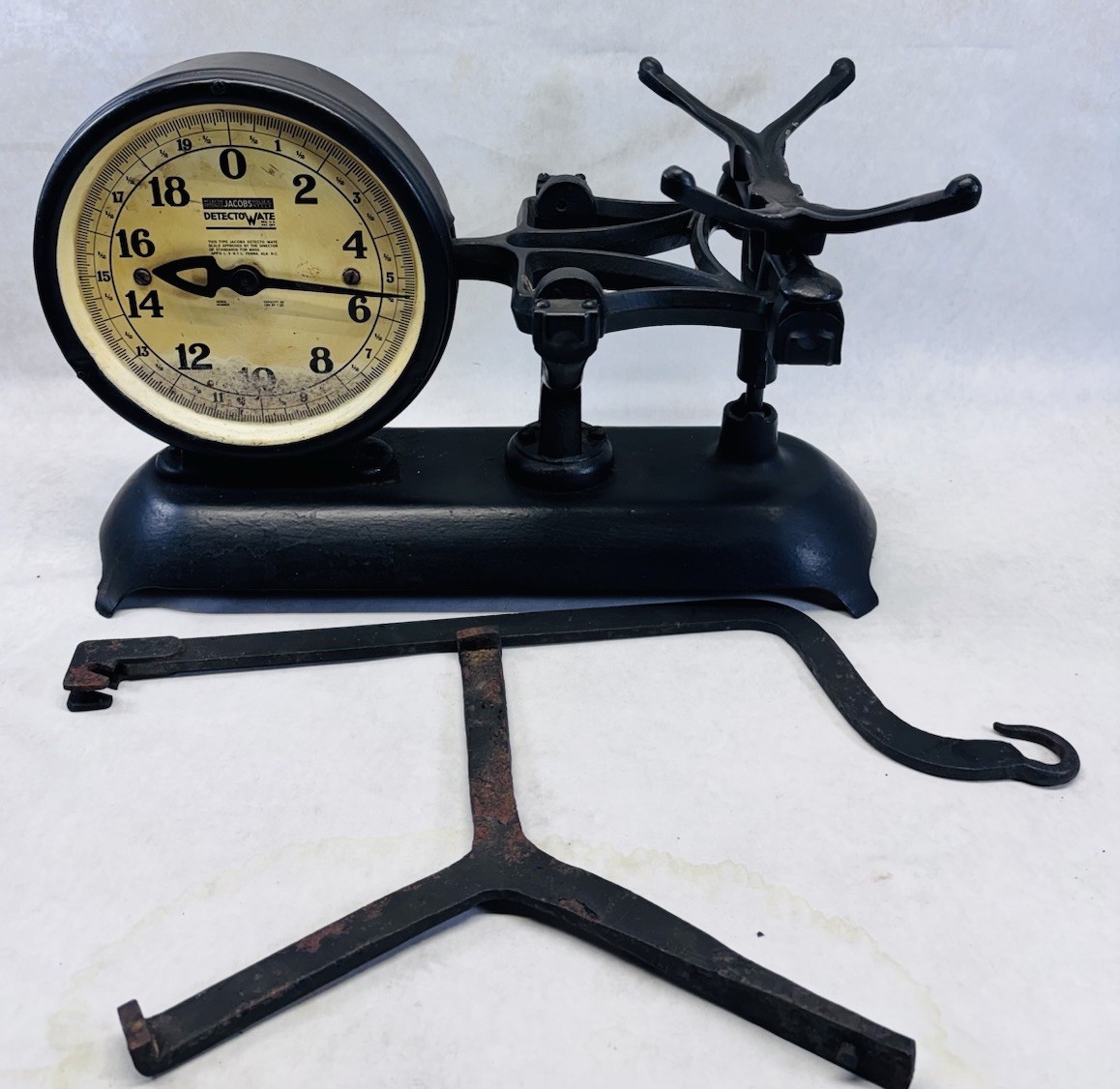 Vintage Jacobs Bros. Detecto-Wate Scale Cast Iron Antique As-Is for Repair 18in