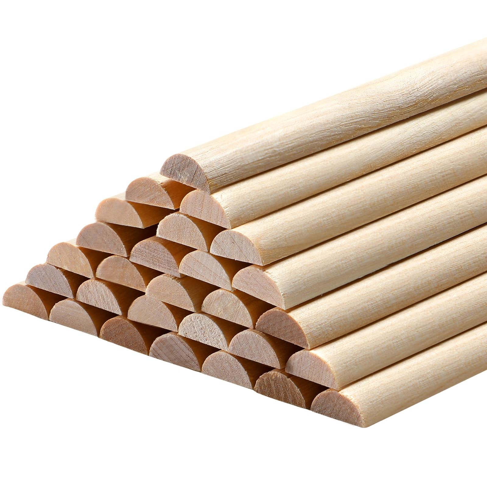 Tondiamo 50 Pcs Wooden Dowel Rods, Split Wood 18inch x 1/2inch 