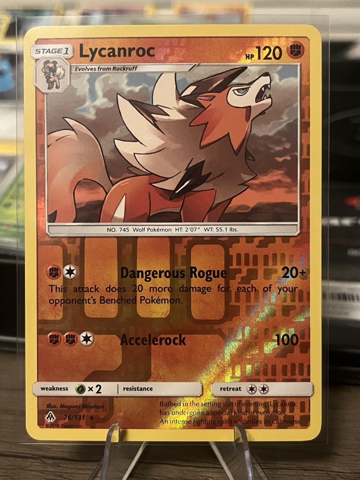 Pokemon TCG Lycanroc 76/131 Reverse Holo Fighting Stage 1 HP120 Lightly Played