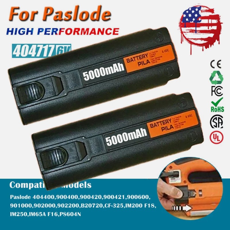 2PACK 5 Ah NI-MH Battery for PASLODE 6V Ni-MH 404717 902000 900400 900600 Nailer