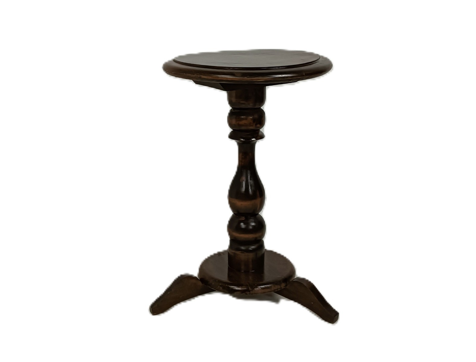 vintage small pedestal plant stand side table carved wood barn style