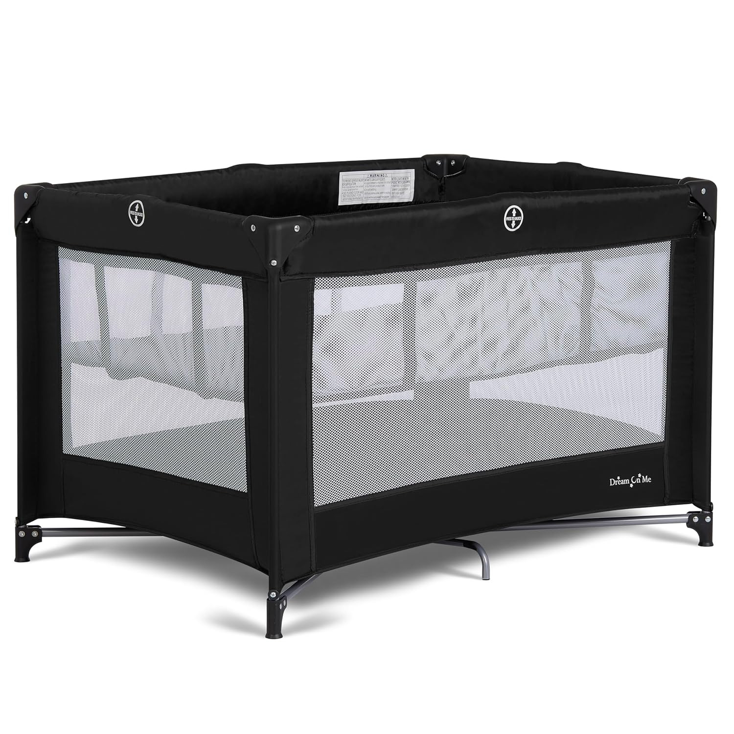 Zazzy Portable Playard with Bassinet in Black, Lightweight Packable and Easy Set