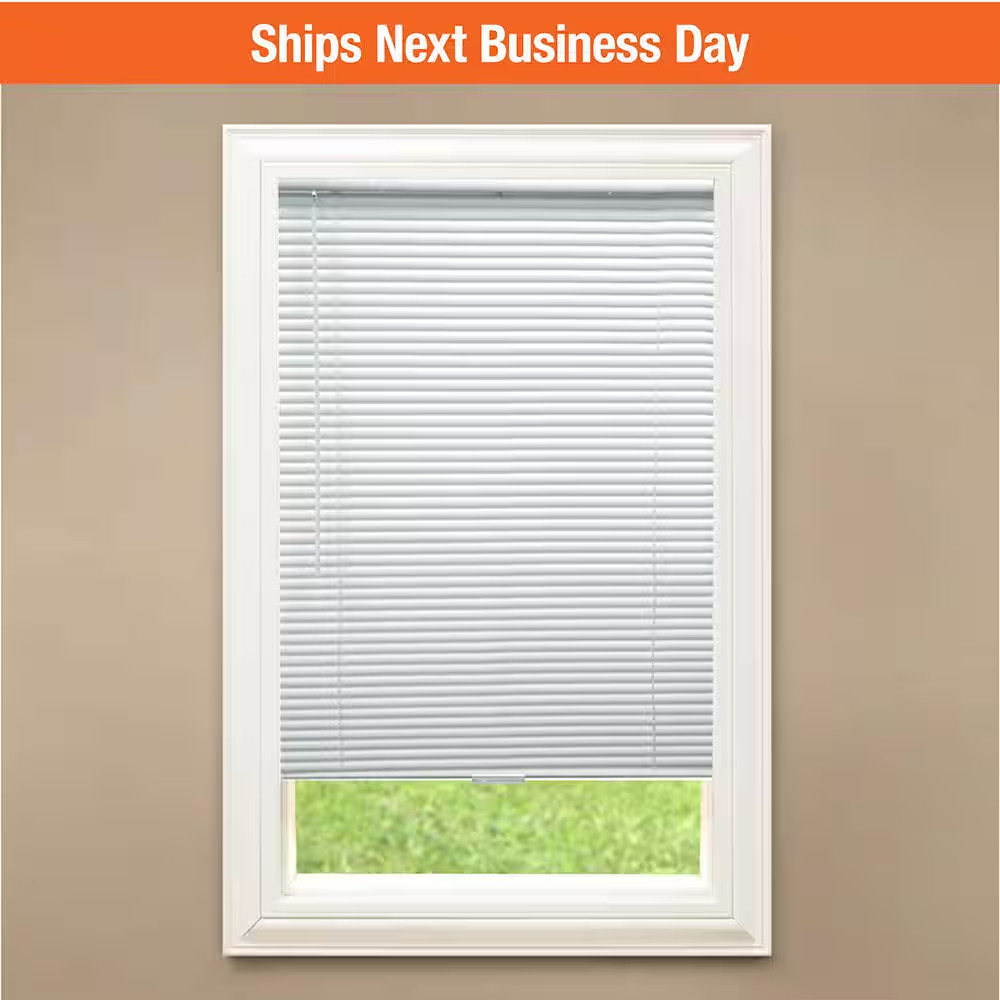 White Cordless Room Darkening Vinyl Mini Blinds with 1 In. Slats-58 In. W X 72 I