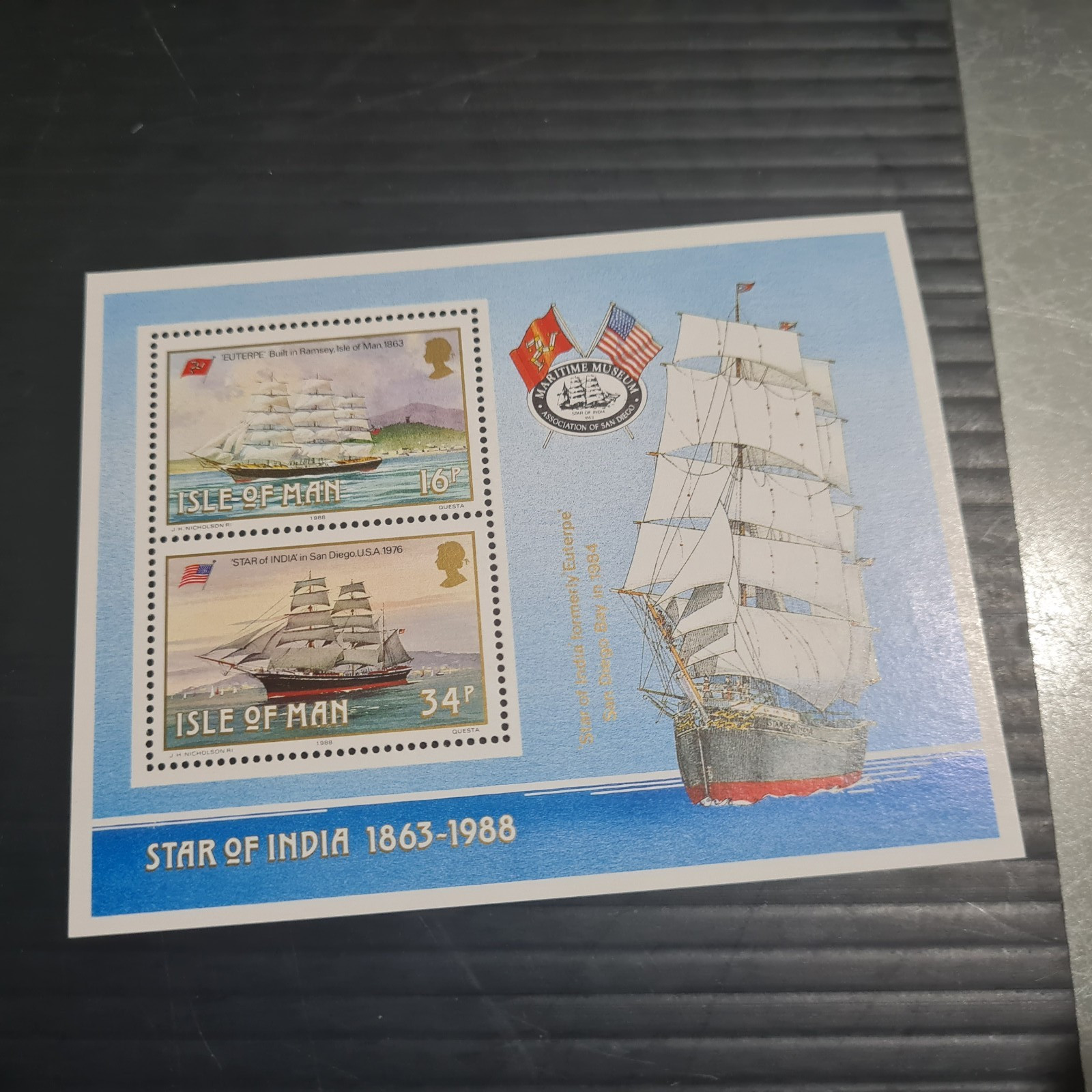 ISLE OF MAN 1988 SG MS389 SAILING SHIPS  MNH