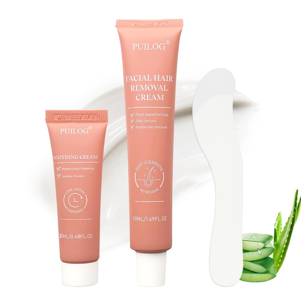 Gentle Facial Hair Removal Cream Kit for Women Face Sensitive Skin - Painless...