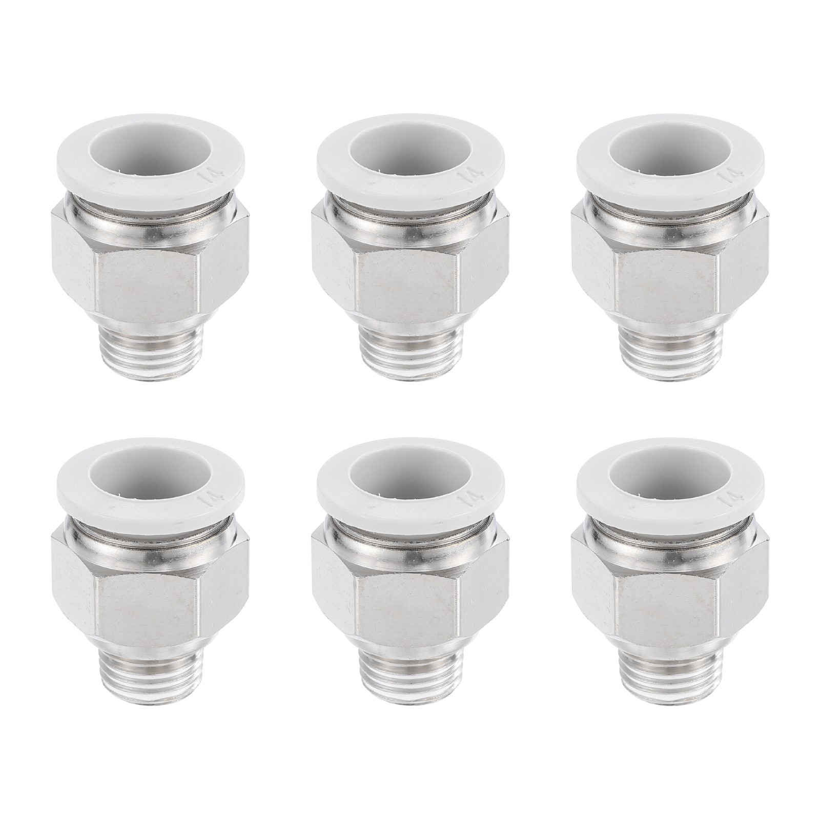 6Pcs Pneumatic Fitting, 14mm Tube OD x 1/4" PT Push to Connect Pneumatic Fitting