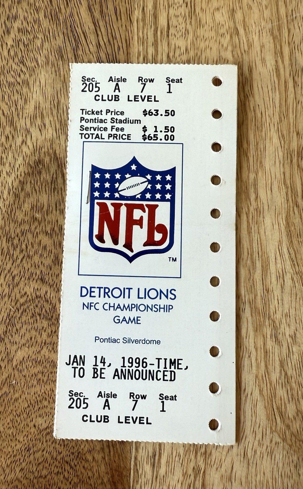Four Tickets NFL Detroit Lions 1996 NFC Championship Game - Never Played Mint