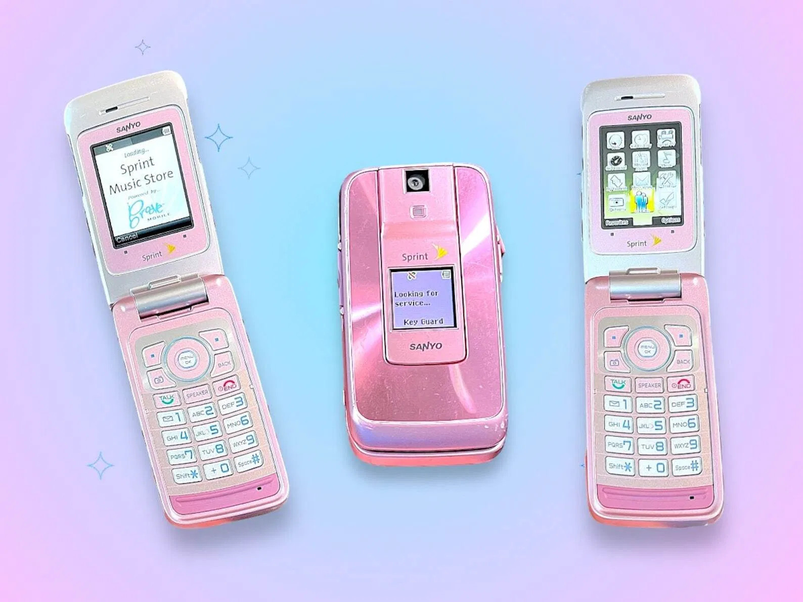 Vintage 2000's Y2K Pink Sanyo Mobile Flip Cell Phone.Rare.Works!