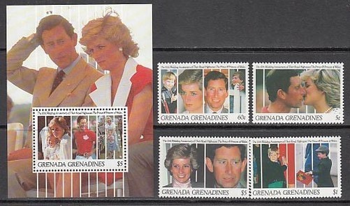 Grenada-Grenadines - Mail Yvert 1212/5+H.216 ** Mnh Wedding Carlos And Diana