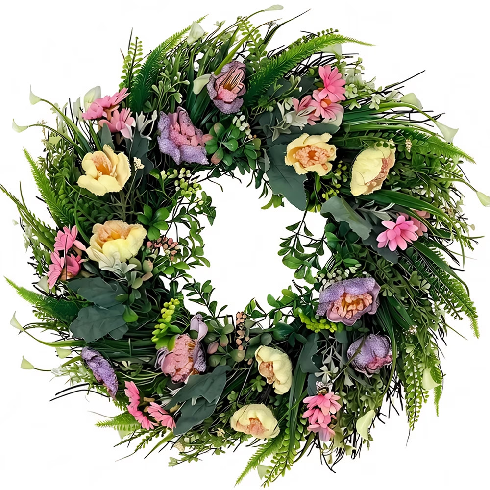 Spring Wreath for Front Door 17.7 Inches Wildflower Wreath Door Wreaths for Spri