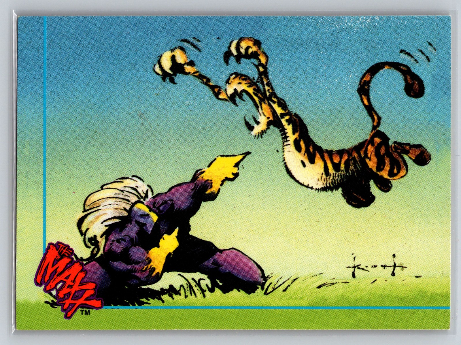 1993 Topps The Maxx #34 A Battle to the Death Maxx vs Dlcant Pangaea Card