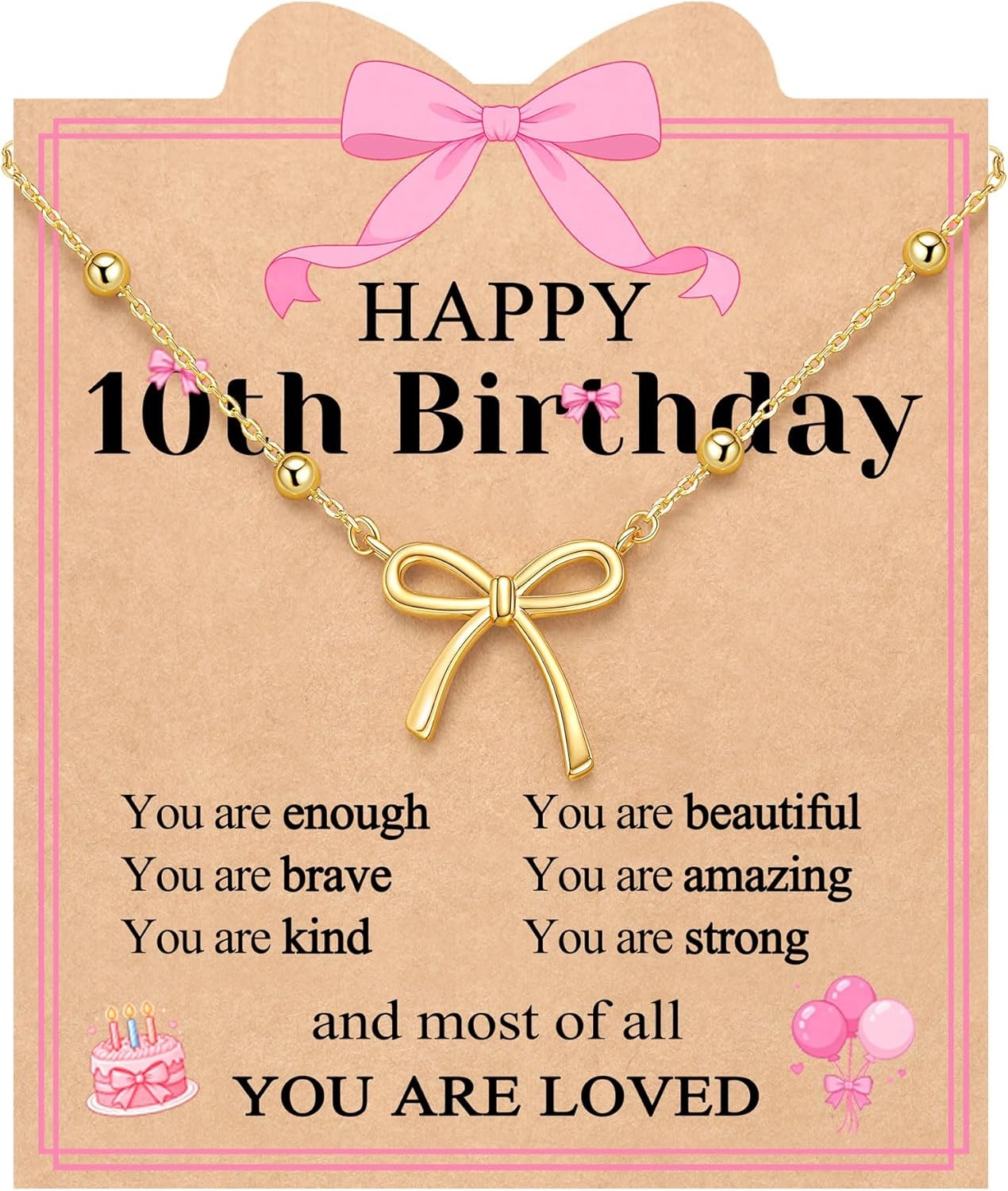 Happy Birthday Gifts Gold Bow Necklace for Birthday Girls