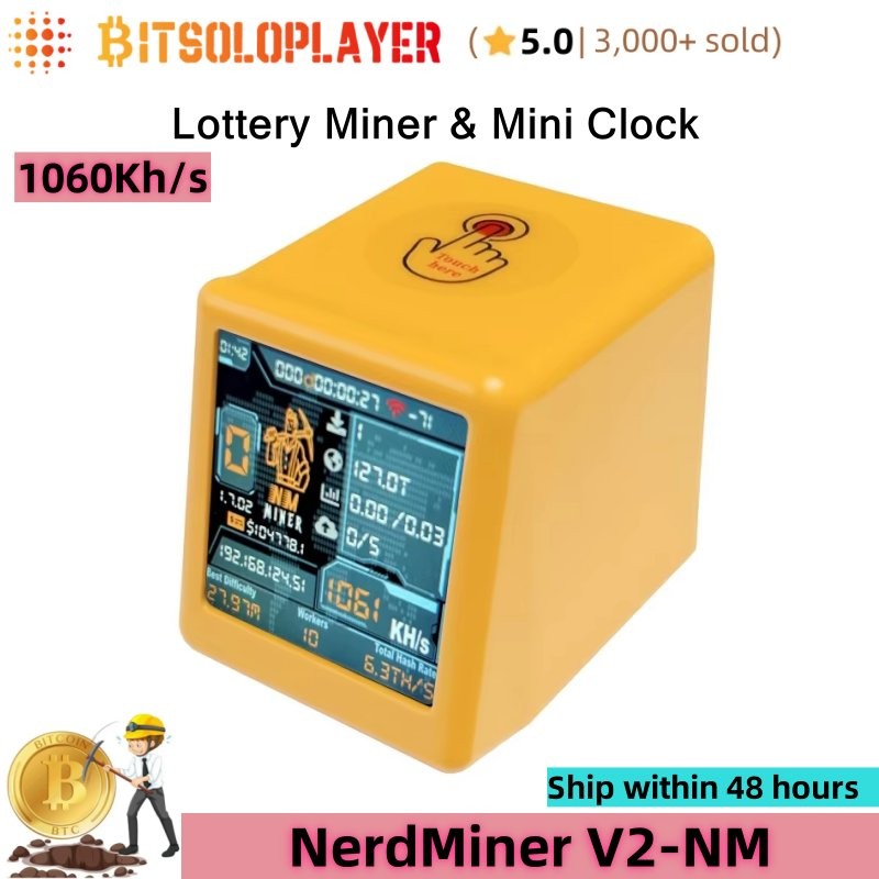 NerdMiner V2-NM 1060Kh/s BTC Solo Lottery Miner Mini Crypto Machine Clock