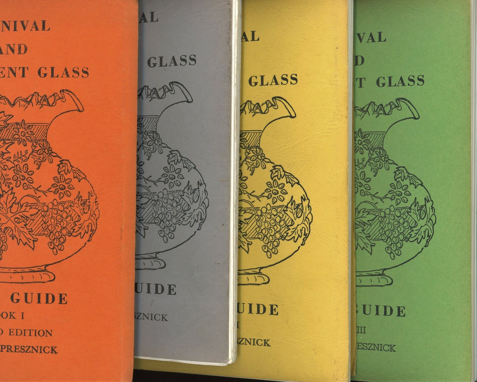 Rare 4-Vol. Book Set / Carnival and Iridescent Glass by Rose Presznick (Signed)