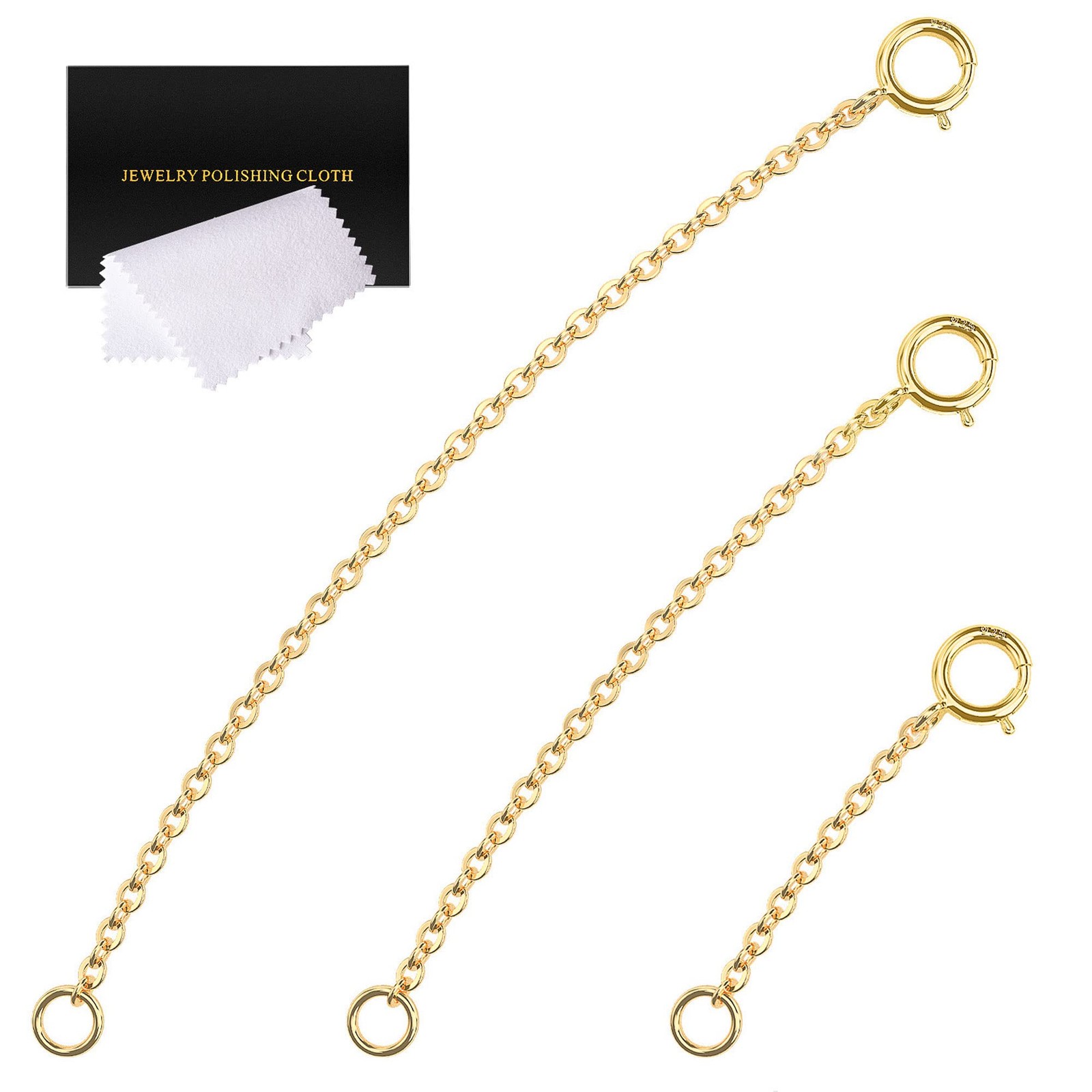 Gold Necklace Extenders 14k Extender Chain 925 Sterling 1 2 3 inch, 
